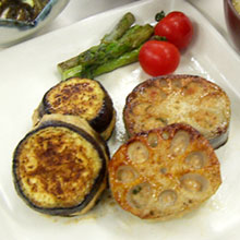 なすと蓮根のはさみ焼き